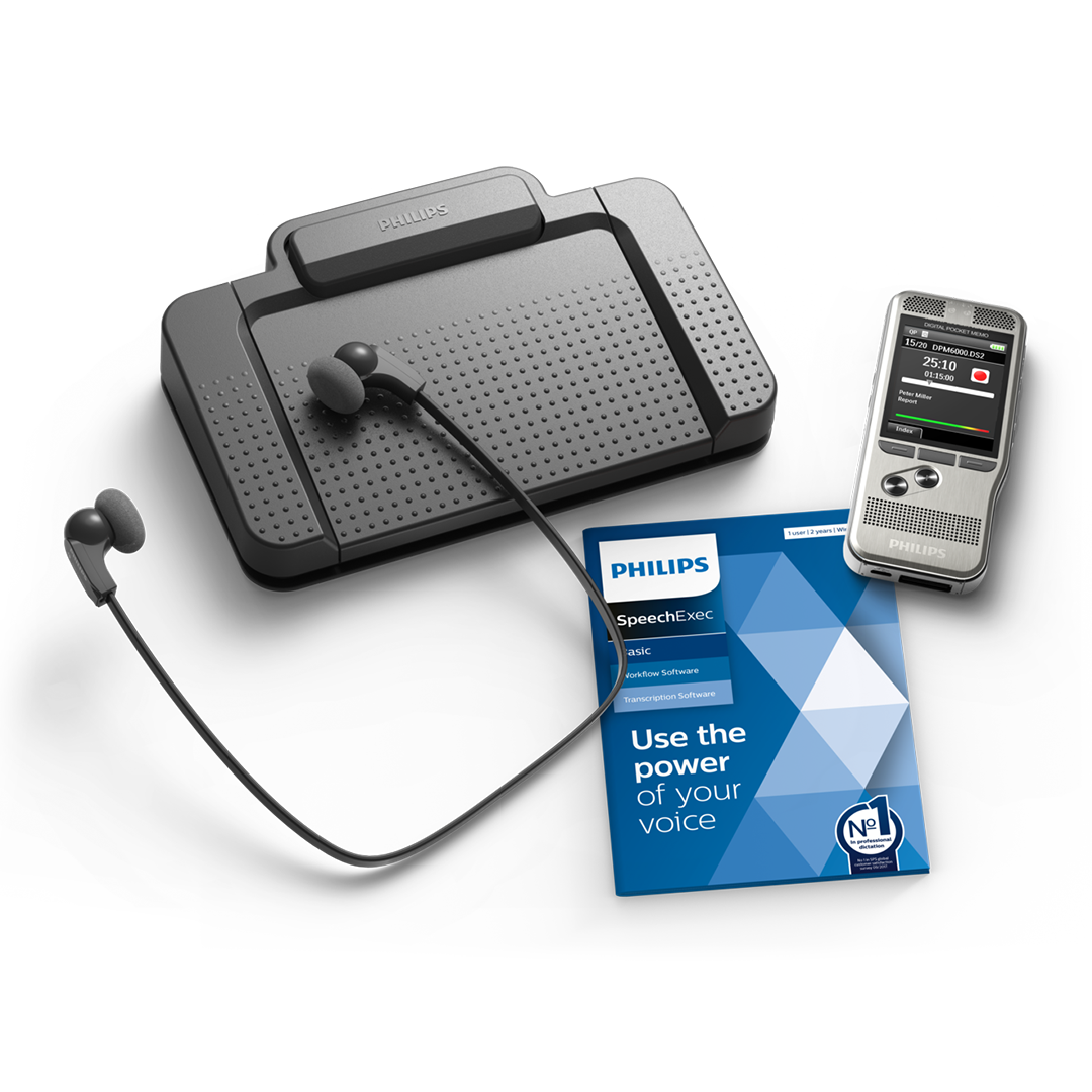 DPM Starter-Kit with push button 6700 + SpeechExec Basic Dictate/Transcribe 11 - 2 year license keys DPM 6700/03